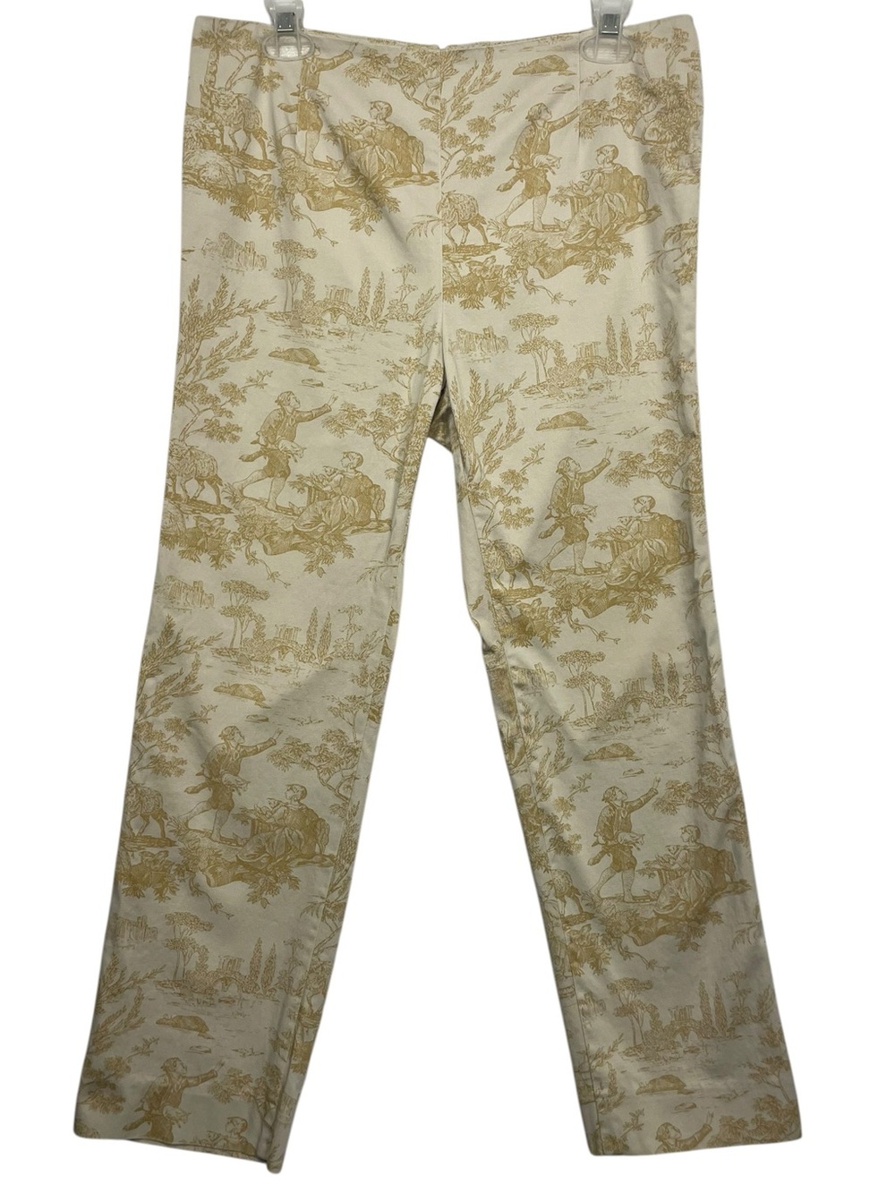 Willi Smith Toile Print Pants Size 12 Cream Y2K European Careerwear Boho Artsy